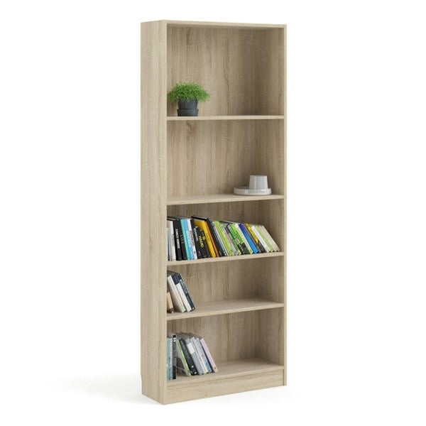 Furniture To Go Basic Tall Wide Bookcase (4 Shelves) in Oak