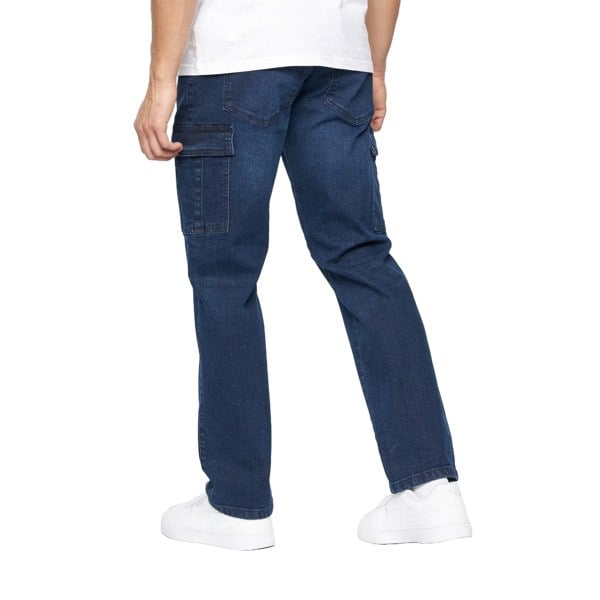 Crosshatch Mens Kremtap Cargo Jeans - Dark Wash