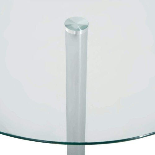 Bobobiy Round Dining Table, Modern Dining Room Table with Tempered Glass Top, Steel Base, Space Saving Small Bar Table