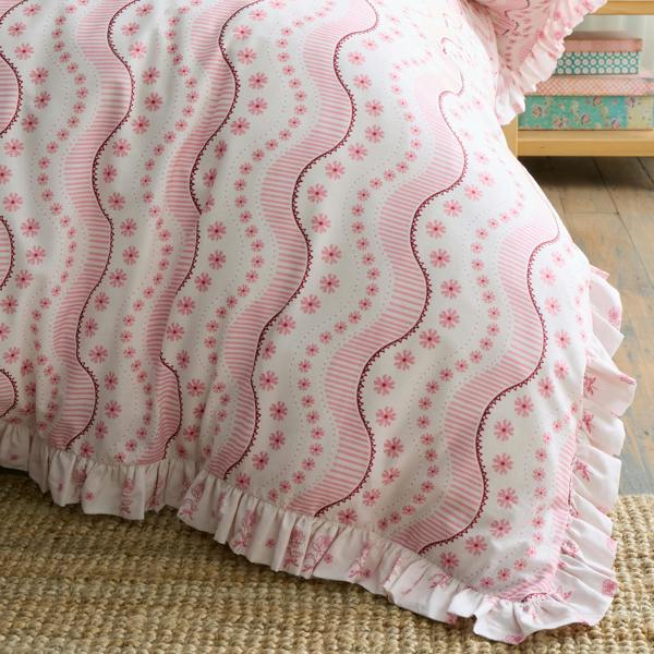 Cath Kidston Spitalfield Silk Stripe Reversible Cotton Duvet Cover Set Pink