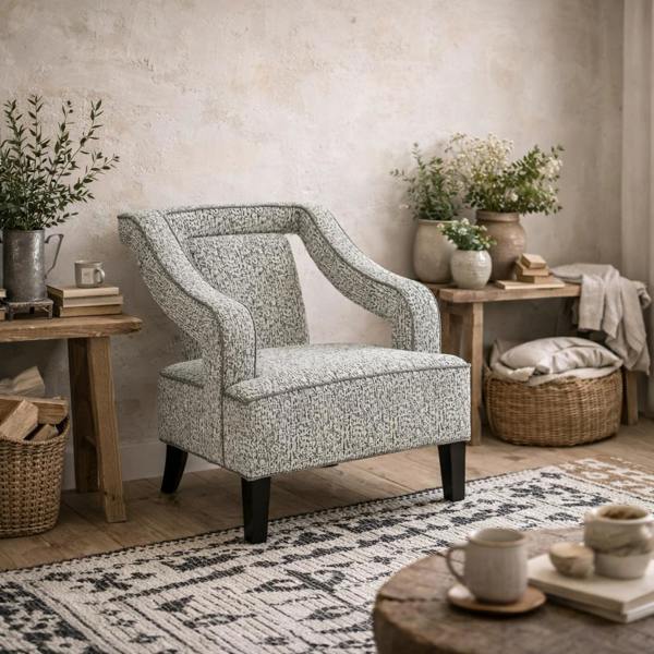 Wyld Haus Letterkenny Upholstered Soft Grey Chenille Armchair