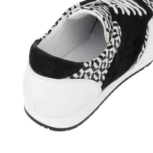 Embassy London San Francisco - White & Black Hexa - Men's lace-up leather & suede trainer