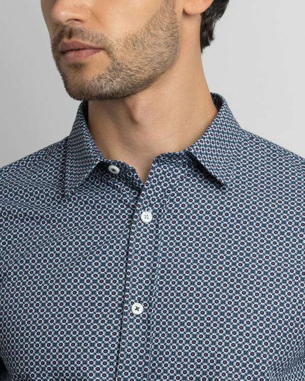 Steel & Jelly Limited Edition Navy Geometric Slim Fit Shirt
