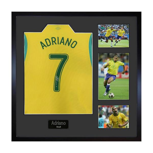 Adriano Signed Brazil Shirt Elite Frame
