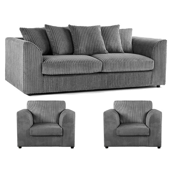 Furnishings For Less Luxor Full Jumbo Cord 3 Seater and 2 x Armchairs - Scatter Back