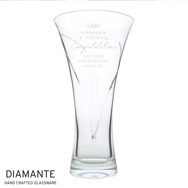 Personalised Memento Company Personalised Hand Cut Diamante Heart Vase