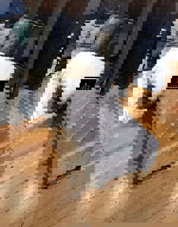 Silver Ottoman Coffee Table Storage Bench | Light Grey Chesterfield Footstool - ISTOOLS