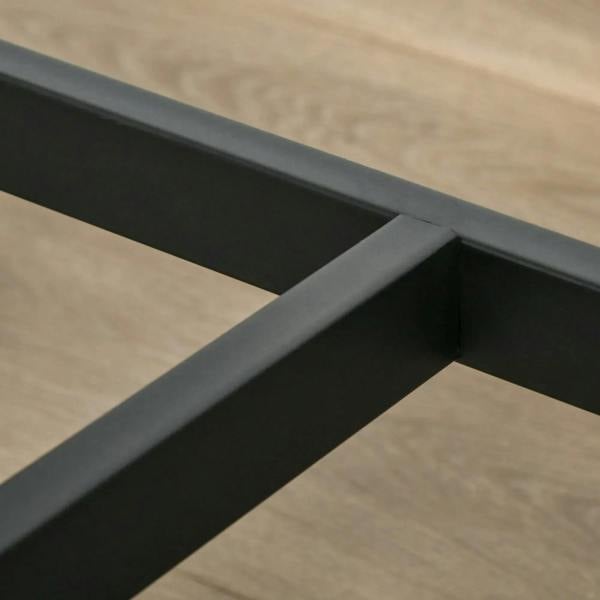 Black steel support frame with crossbar under the bar table
