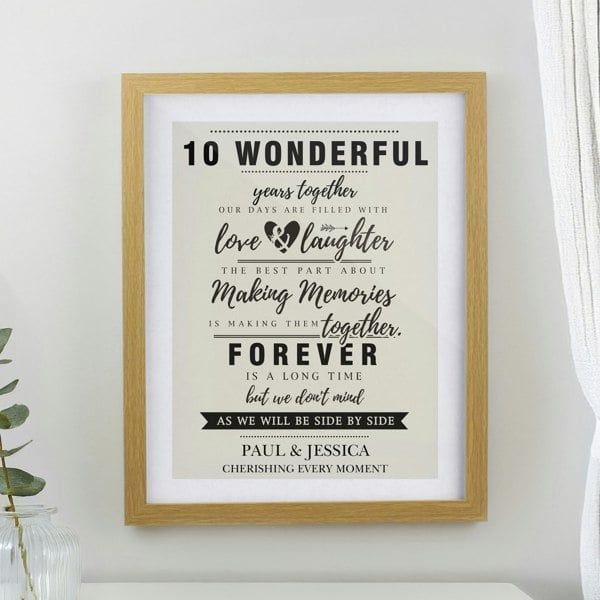 Personalised Memento Company Personalised Anniversary Oak Poster Frame