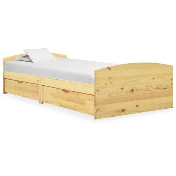 Berkfield Bed Frame with 2 Drawers Solid Pine Wood 90x200 cm