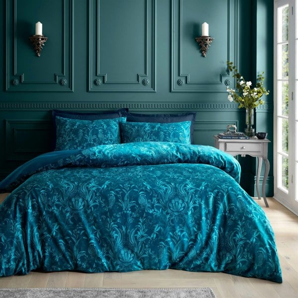 Bridgerton by Catherine Lansfield Regal Birds Teal Duvet Cover Set