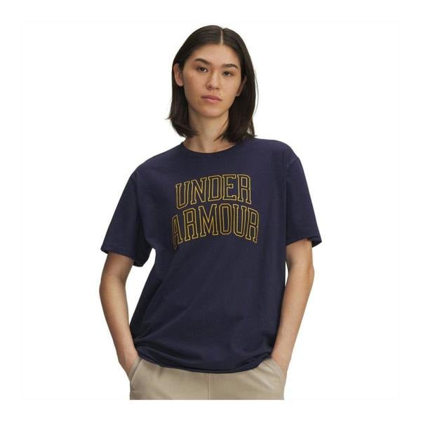 Under Armour Womens/Ladies Varsity Oversized T-Shirt - Navy/Gold - 