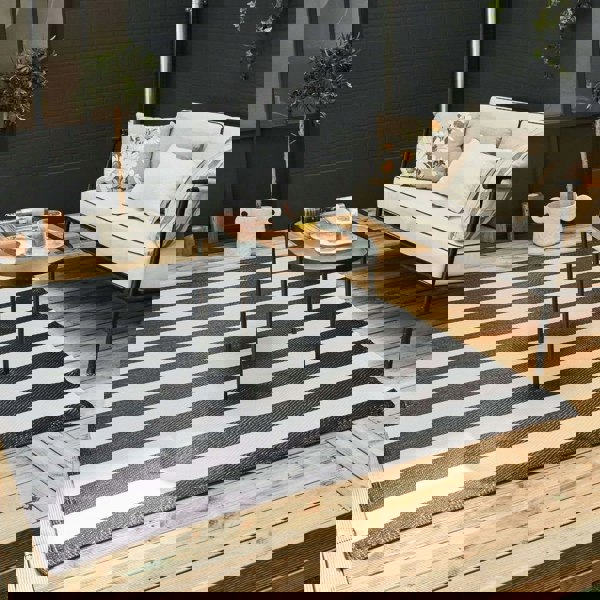 Rainbow Outdoor Rug | Black & White Geometric | The Rugs