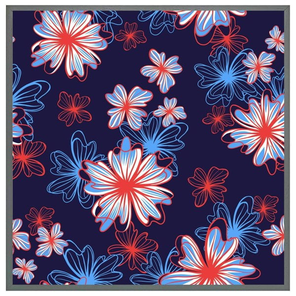 Benjamin Tate Design Red, white & blue flower print (picture Frame)