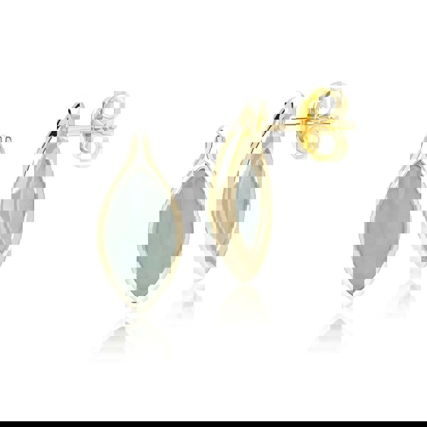 Gemondo Classic Marquise Green Jadeite Stud Earrings in 9ct Yellow Gold