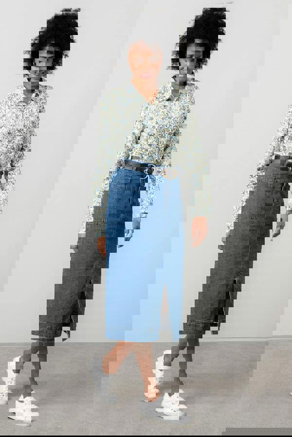 Lily & Me Penrose Denim Midi Skirt Blue