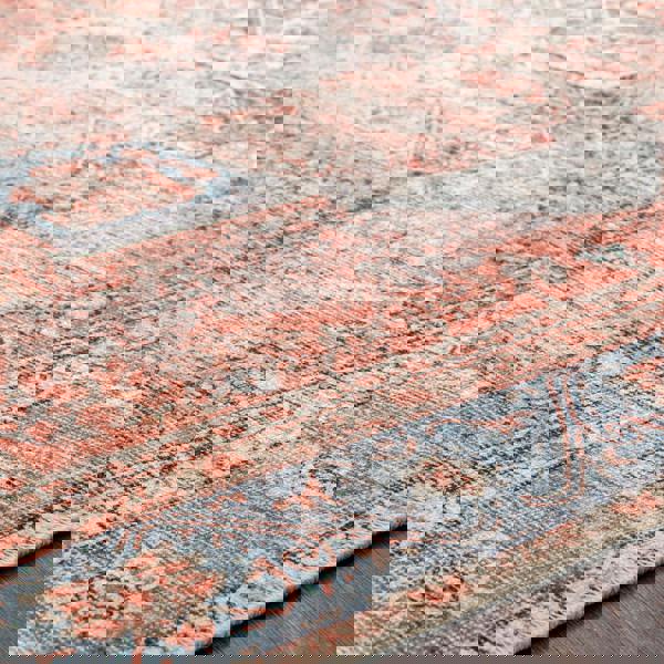 Livabliss Amelie-Washable Terracotta Blue Grey Brown Traditional Vintage Boho Rug