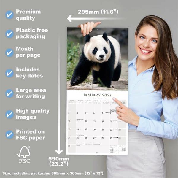 Pandas Calendar 2027, Wall Calendars, Month To View, Animals, Gift