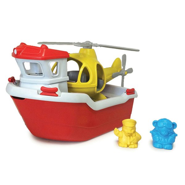 Green Toys Rescue Boat with Helicopter - Made From 100% Recycled Plastic