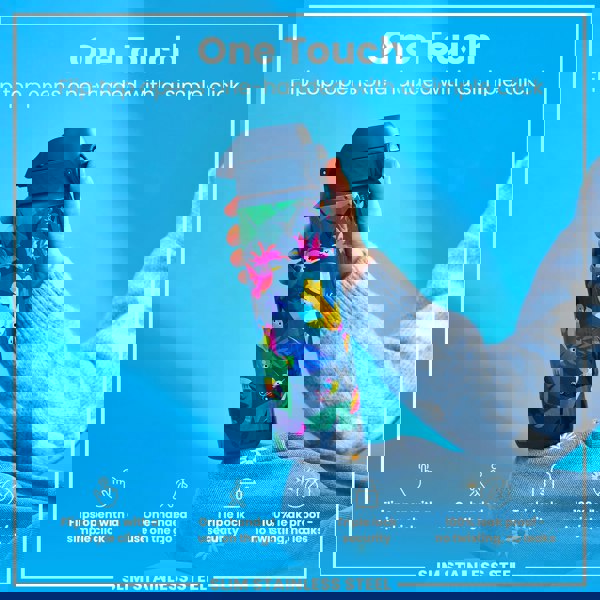 ION8 Leak Proof Slim Water Bottle, Stainless Steel, Exotic Birds, 600ml (20oz)