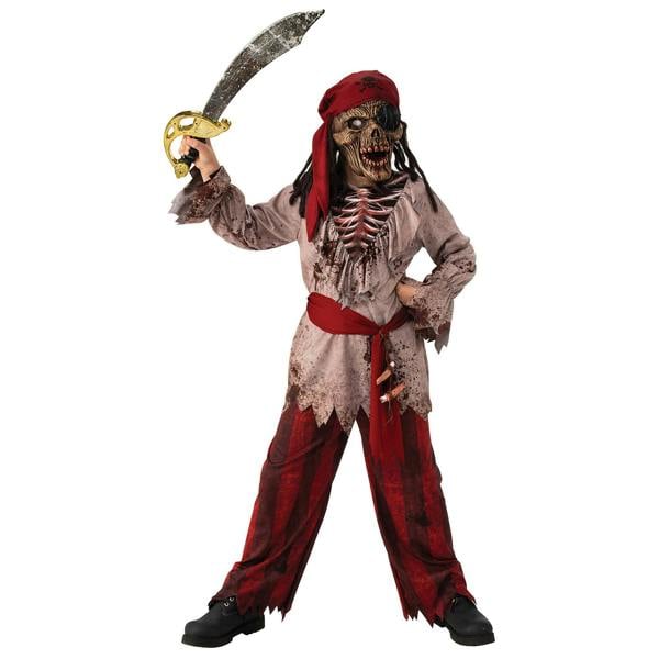 Bristol Novelty Boys Pirate Zombie Halloween Costume - Brown/Red - 