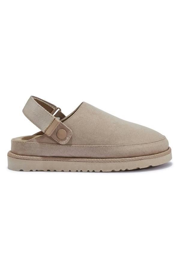 Urban Bliss Beige Chunky Sling Back Clogs