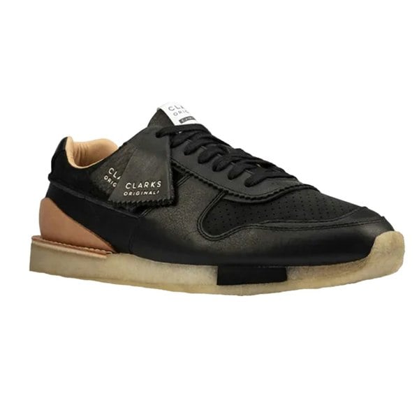 Clarks Mens Toe Run Leather Trainers - Black