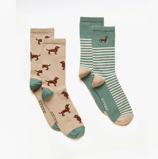 Joules EVERYDAY Womens Socks Khaki/Cream