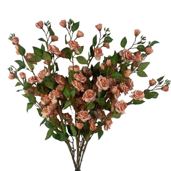 Leaf Pack of 6 x 90cm Artificial Pink Rose Stem