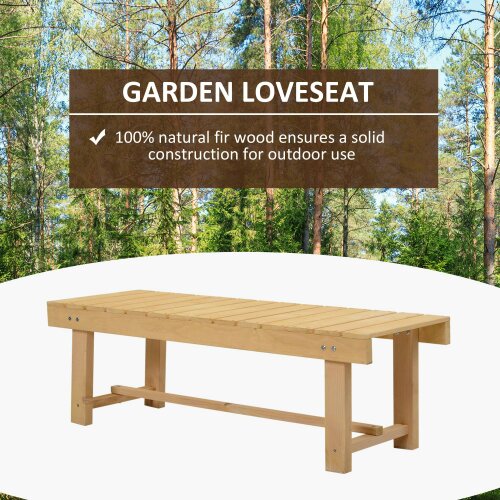 Wyld Haus Liveba 110cm Fir Wood Natural Backless 2 Seater Garden Bench Set With Slatted Seats