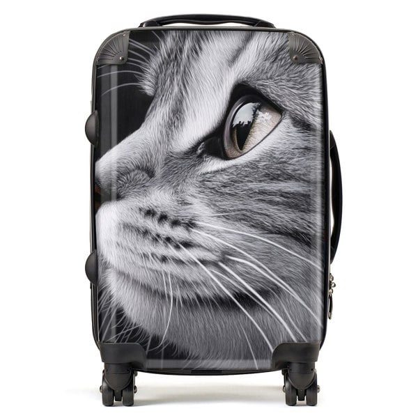 Warren Reed Silver Tabby Cat Face Suitcase