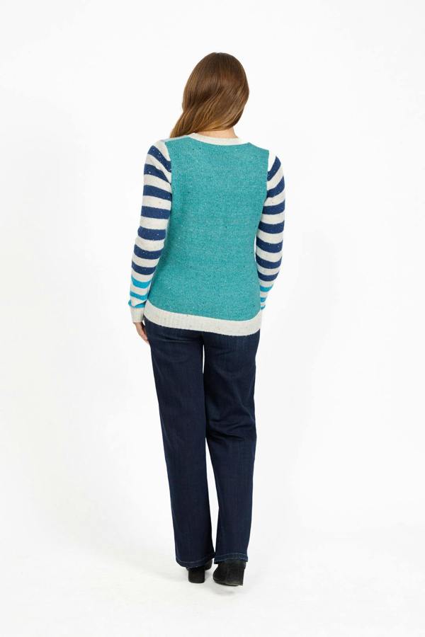 Mudflower Colour Block Stripe Speckled Knit Jumper