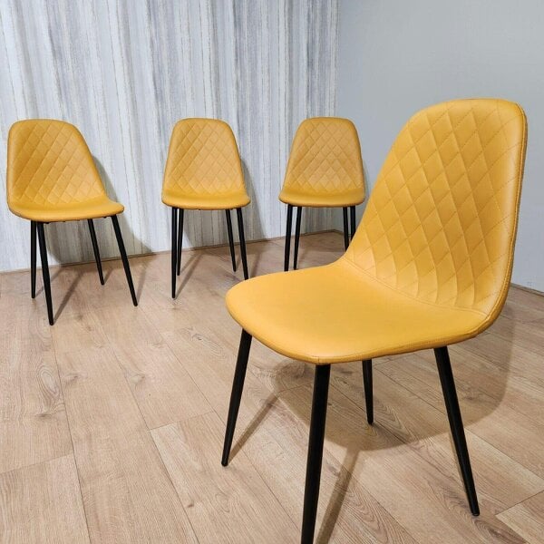Kosy Koala Dining Chairs Set of 4 Mustard Faux Leather Kitchen Chairs Dining Room Furniture