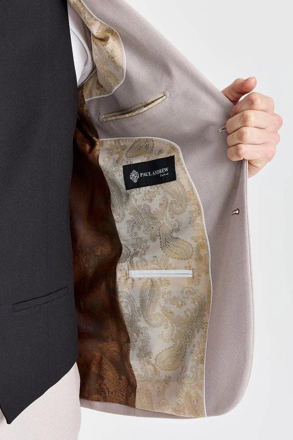 Paul Andrew Mayfair Stone Textured Suit With Black Waistcoat
