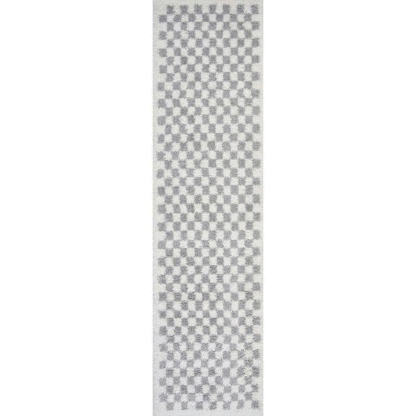 Moodi Shaggy Grey Rug, Tartan design, Underfloor heating | THE RUGS