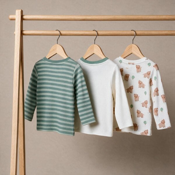 Mini Cuddles Farm Animal-Print T-shirts (Multicolour), 3 Pack