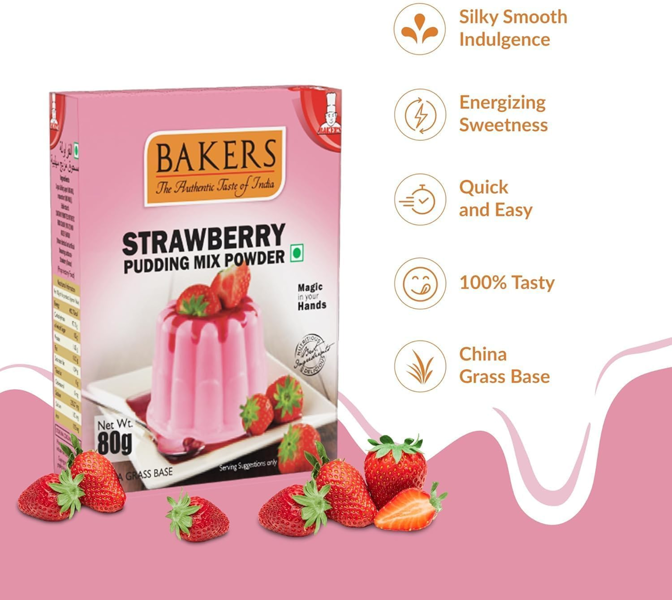 Bakers Strawberry Pudding Mix Powder Instant Dessert 80g