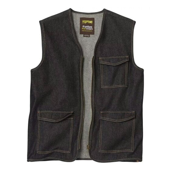 Atlas For Men Mens Denim Zipped Gilet - Black