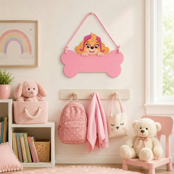 Widdop & Co Paw Patrol Skye Wooden Hanging Plaque Pink