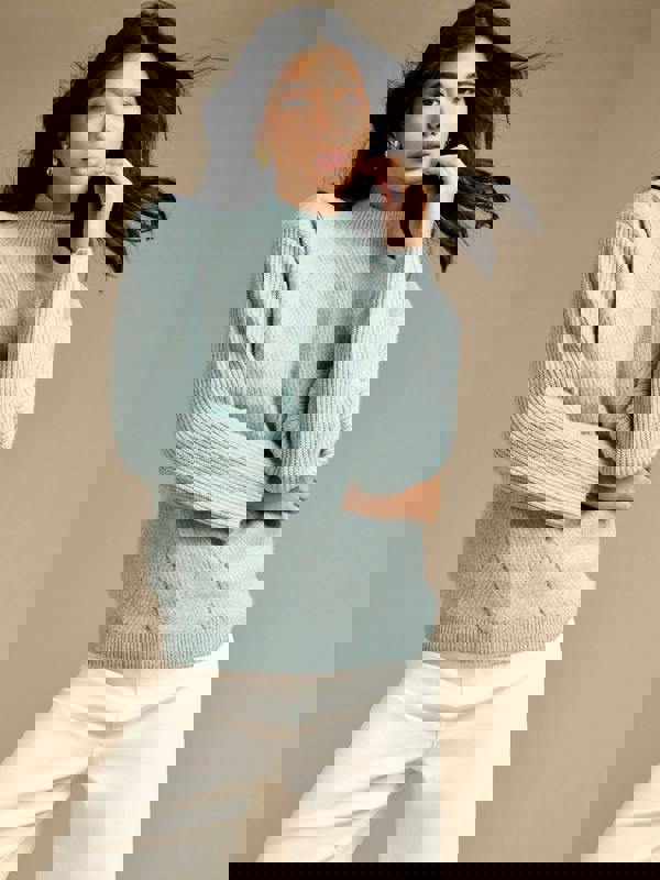 Joyful Aqua Knitted Wool Jumper | GWD Fashion