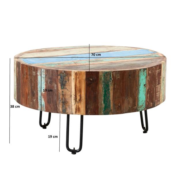 Wyld Haus Seattle Reclaimed Wood and Metal Drum Coffee Table