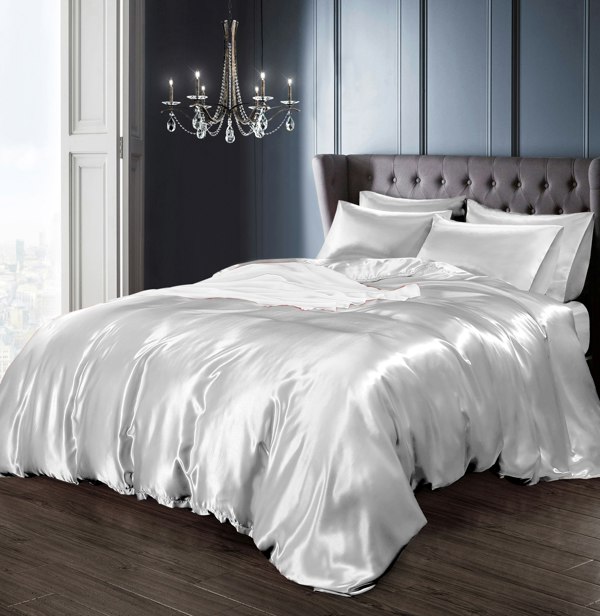 Intimates Faux Silk Duvet Cover Set with Matching Pillowcase, Luxury Bedroom Decor Bedding Ensemble