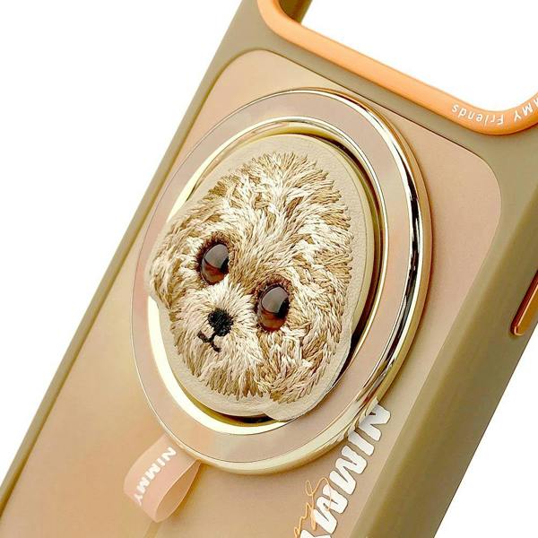 Nimmy Friends Nimmy Big Eye Cute Pet Poodle Dog Face Case with Detachable MagSafe Grip for iPhone 17 Pro 6.3" Brown Orange - N-XDY-CXZJZH-IP17-PRO-014