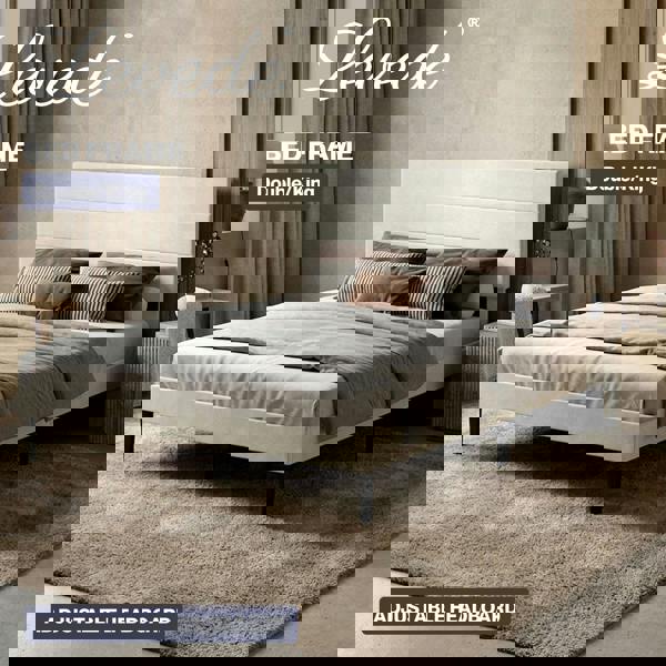 Levede Double Bed Frame Upholstered Headboard Velvet Foam Fabric Slat Support