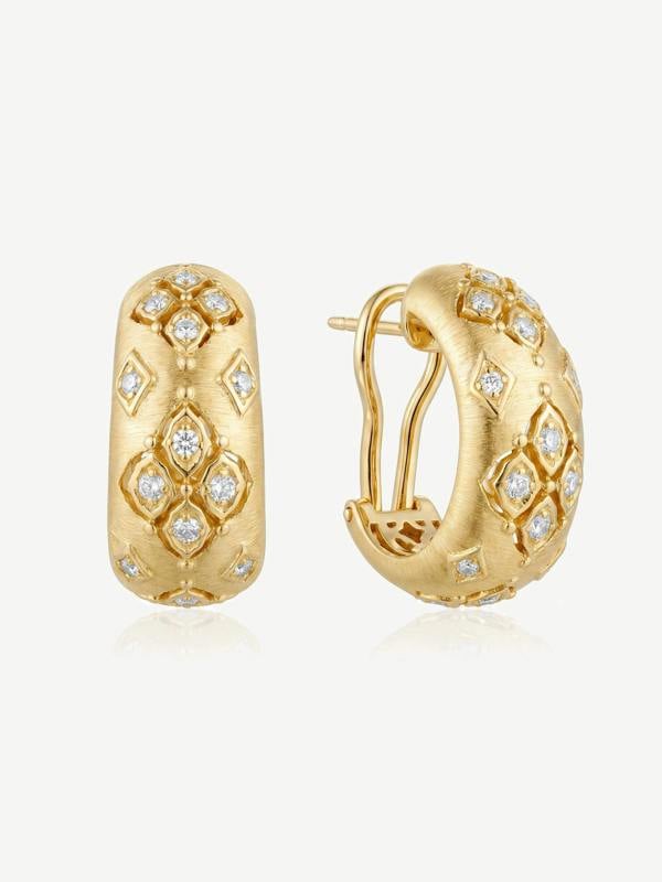 MUCHV Textured Hydrangea Hoop Earrings