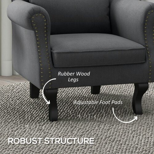 Wyld Haus Rolu Zimo Grey Chesterfield Nail Head Style Accent Chair