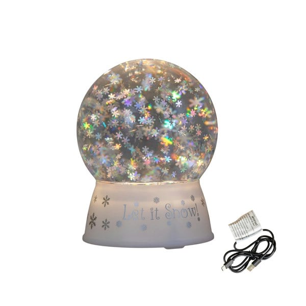 Samuel Alexander 15cm Dual Powered Light up White Christmas Snowflake Water Spinner Globe with LEDs
