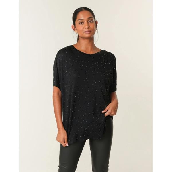 Blue Vanilla Stud Detail Round Neck T-shirt