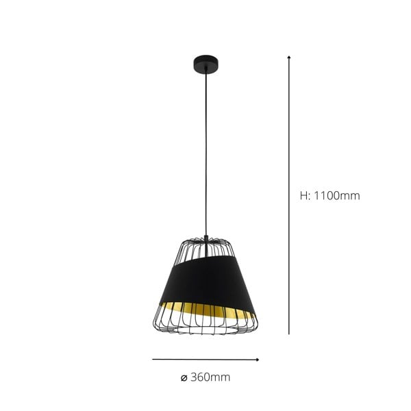 EGLO Austell Black And Gold Wireframe Pendant Light