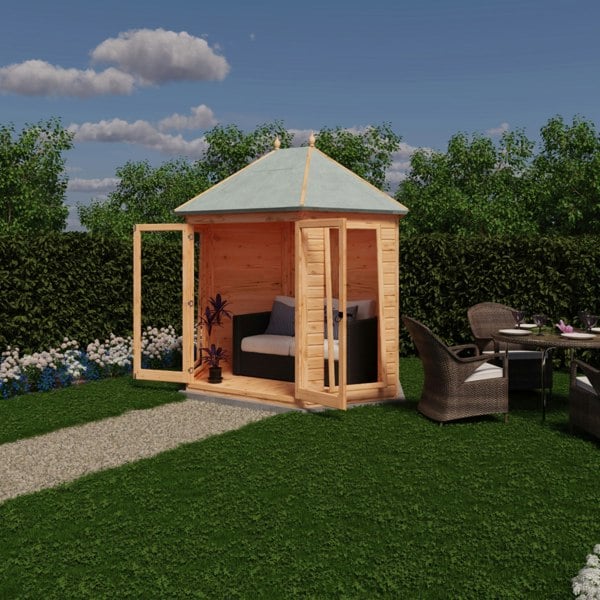 Shire Buttermere Hexagonal Gazebo Summerhouse 8x7 Double doors 12mm Cladding